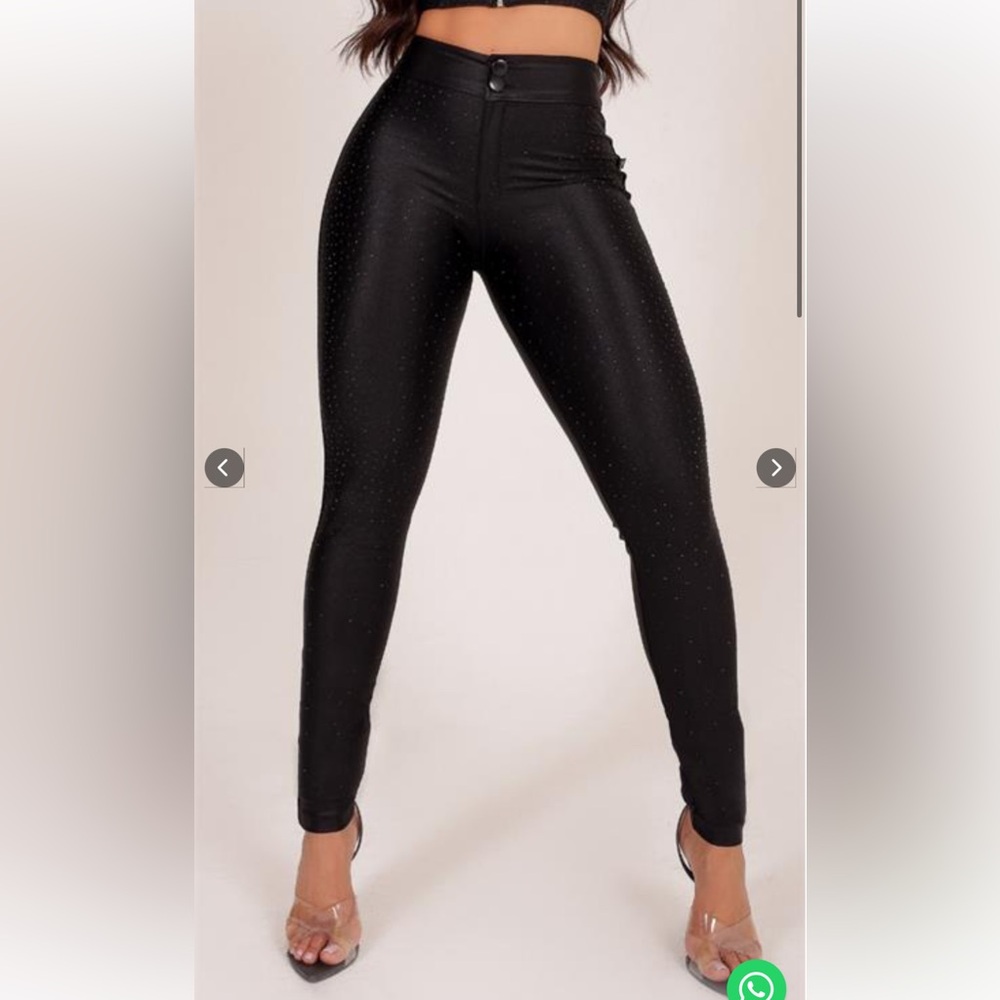 #16-2 Small DISCO BLACK RINHESTONE PANTS (Imported 🇧🇷)